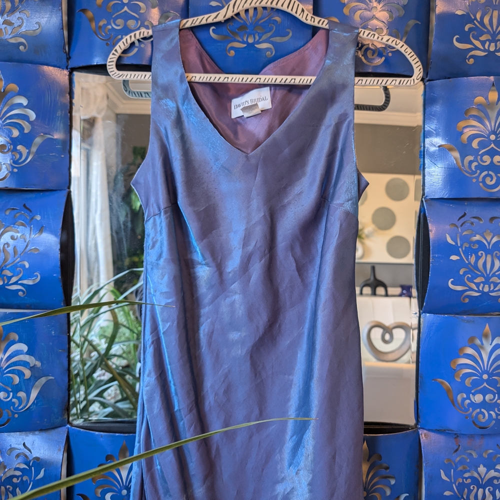 David's Bridal Blue Satin Dress